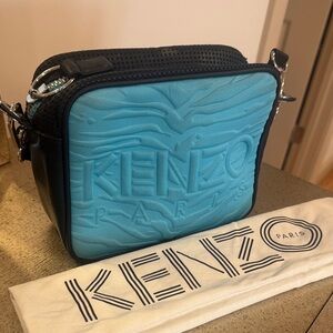 Kenzo Embossed Aqua and Black Belt Bag